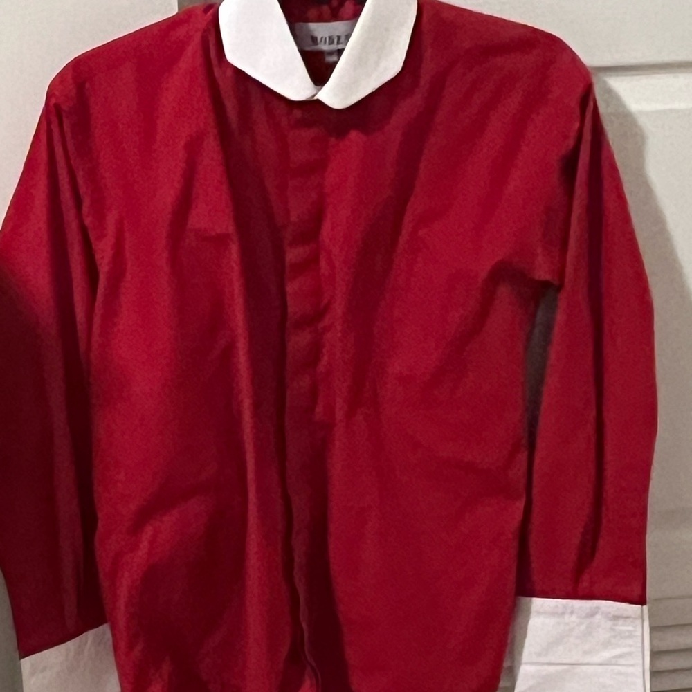 Red Dress Shirt with White Collar